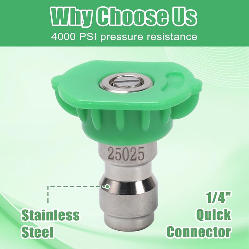 VIPRUSH Pressure Washer Tips, 7 Pack Power Washer Nozzle Tips, 25 Degree Green, 1/4 Inch Quick Connect, 4000 PSI - Image 5